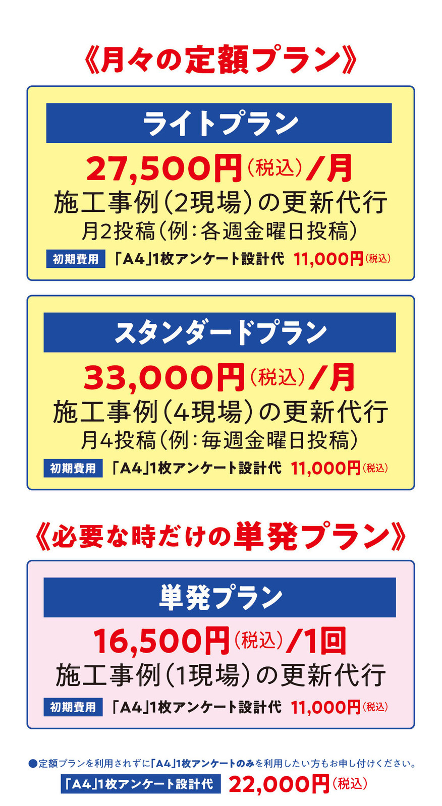 ホームページの施工事例の更新を代行いたします。